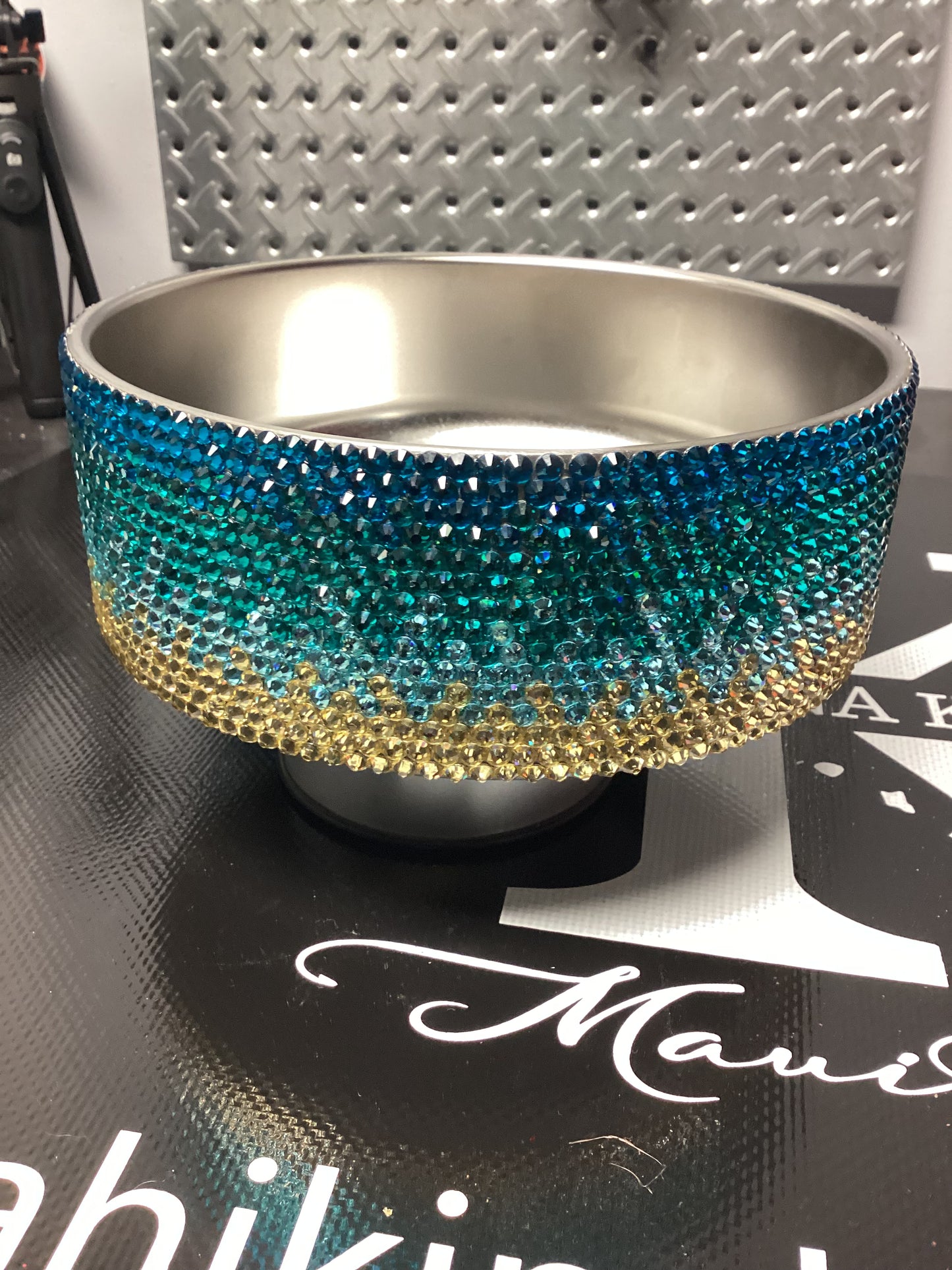 Beach Rhinestone Dog Bowl